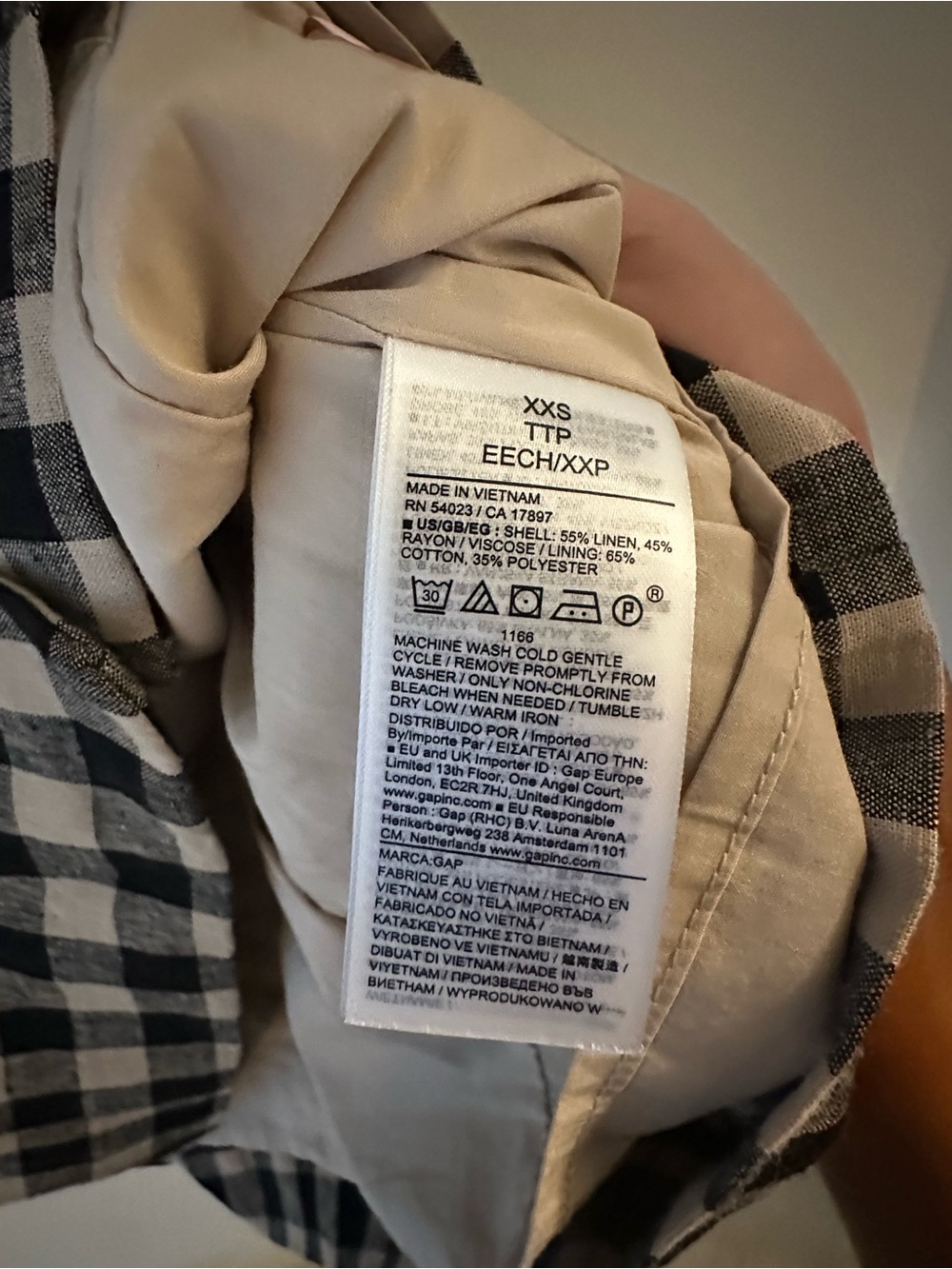 NWT Gingham Linen Mini Dress - Picture 4 of 4